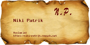 Niki Patrik névjegykártya