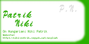 patrik niki business card
